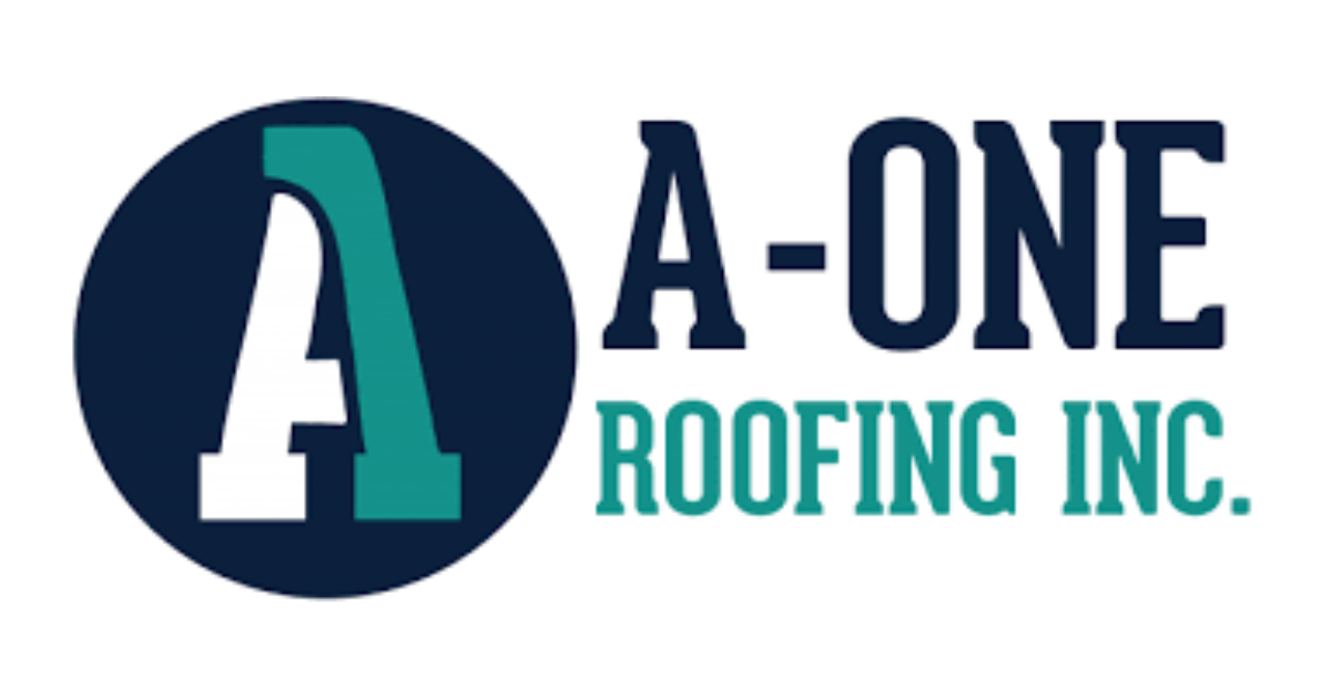 A-ONE Roofing Inc. logo with a navy and teal circular “A” emblem and bold company name text