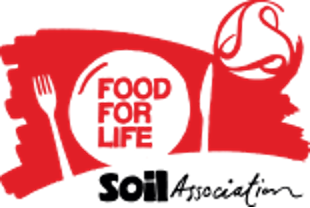 A logo for the food for life soil association