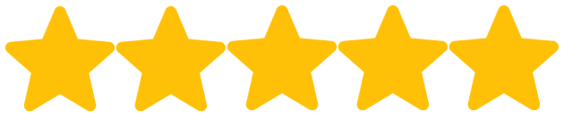 Five yellow stars in a row, indicating a high rating or review.