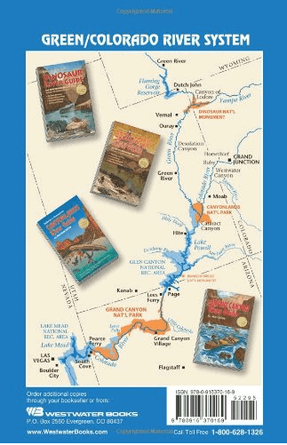 Belknap's Grand Canyon River Guide cover: people in a wooden boat on whitewater, canyon in background.