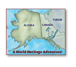 Map of Alaska, Yukon, and Canada, showing rivers and a