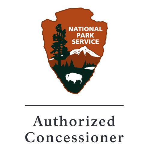 National Park Service arrowhead logo above "Authorized Concessioner" text.
