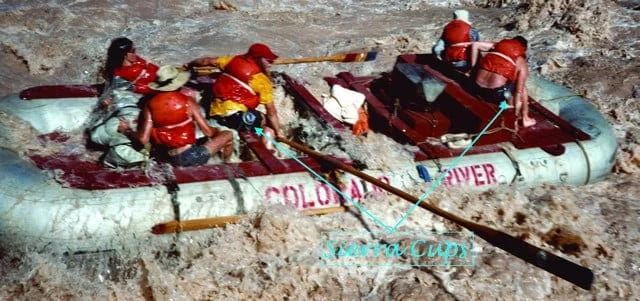People in a raft on a rushing river, the word 