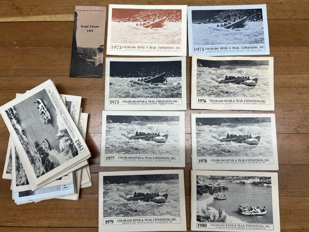 Collection of black and white postcards, a brochure, and a card set, likely depicting a boating scene.