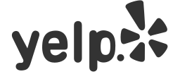 Yelp logo: dark gray text