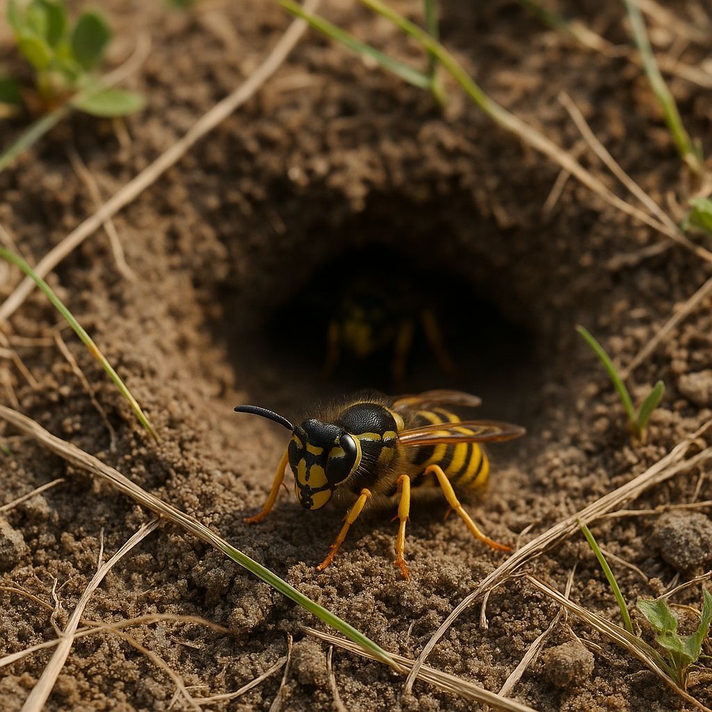 nid de guêpes en terre