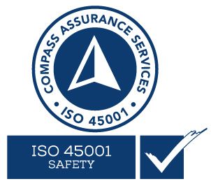 The logo for compass assurance services iso 45001 safety.