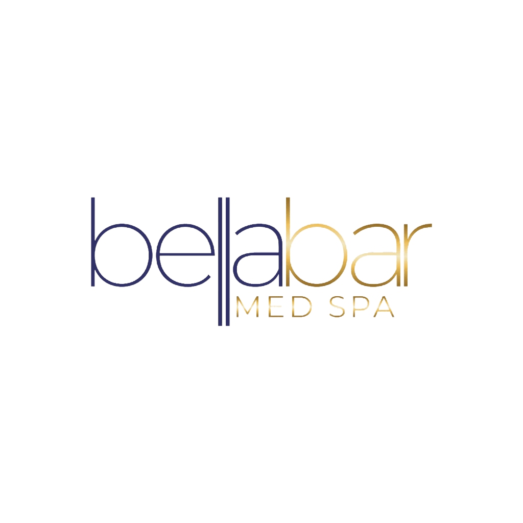 A logo for bellabar med spa on a white background