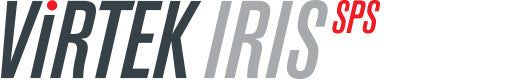 Logo: VIRTEK IRIS SPS in black and red text on a white background.