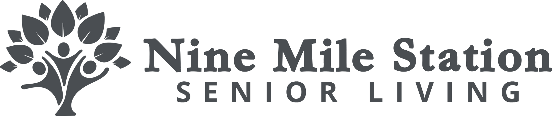 Nine Mile Station Senior Living logo with stylized tree and gray text