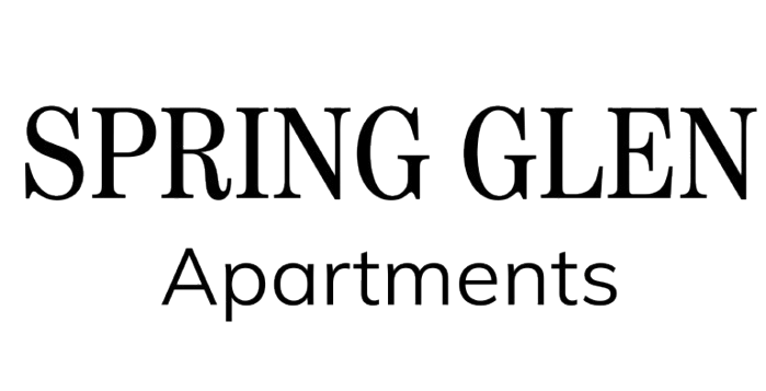 SPRING GLEN Apartments logo in black text on a white background