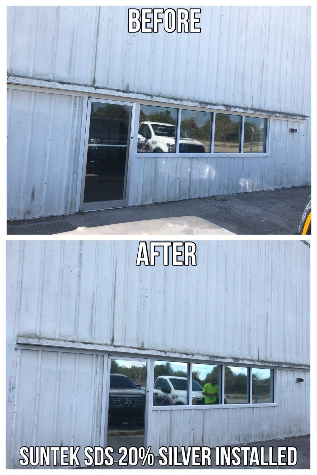Before And After Window Commercial Project - Fort Myers, FL - Black Wolf Tinting