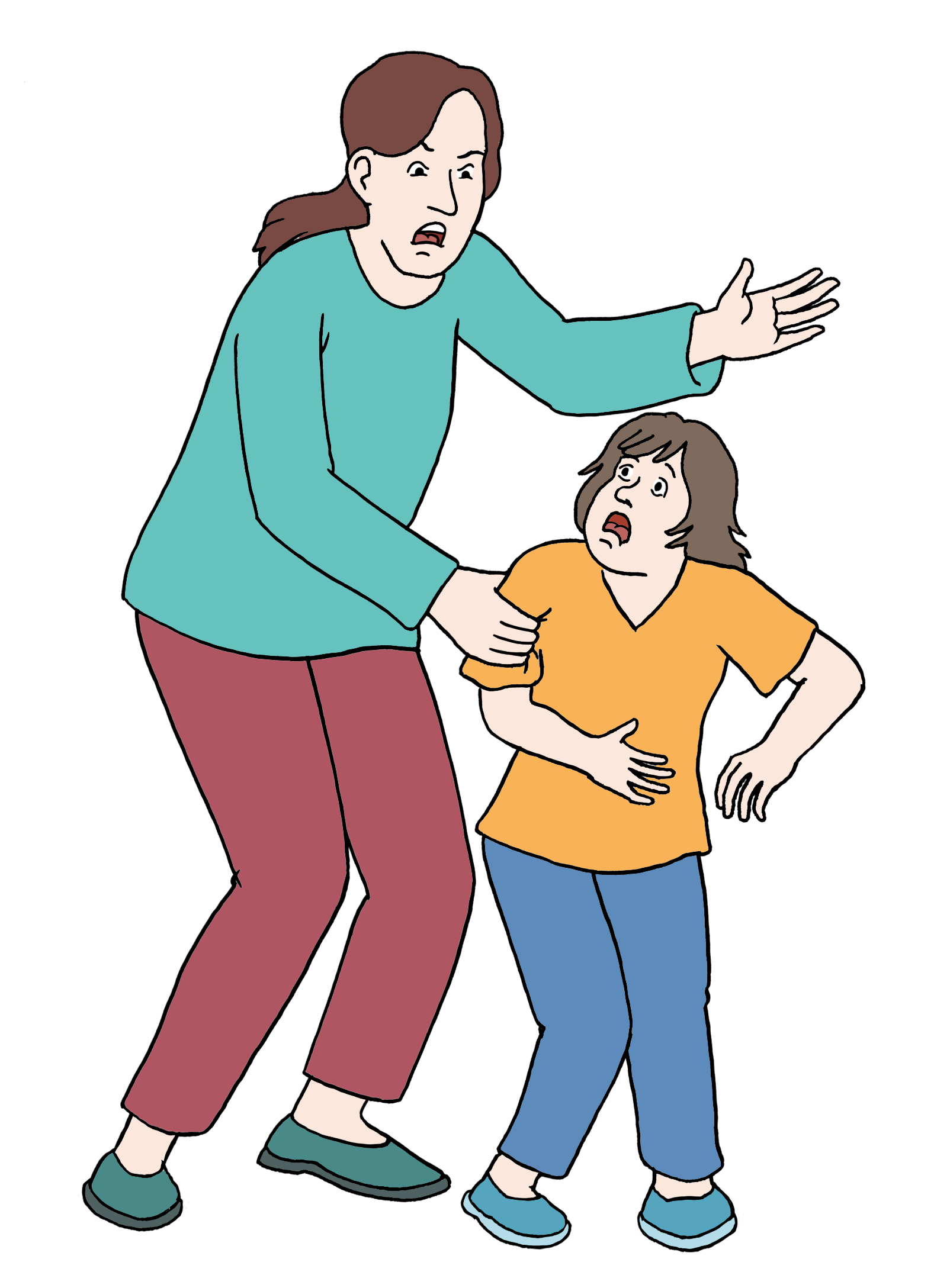 Eine Mutter schlägt ihr Kind