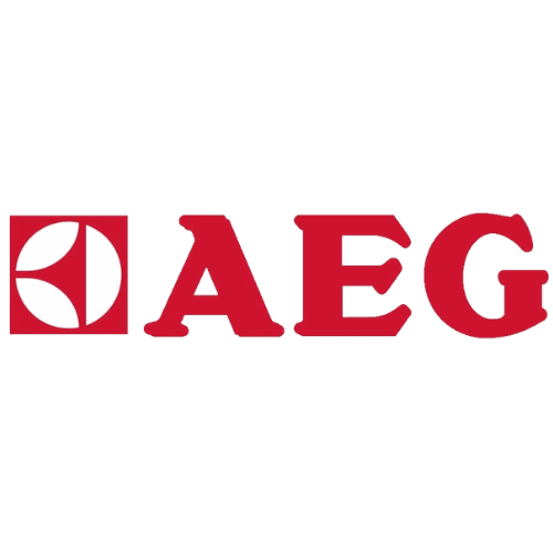 Un logo aeg rouge sur fond blanc