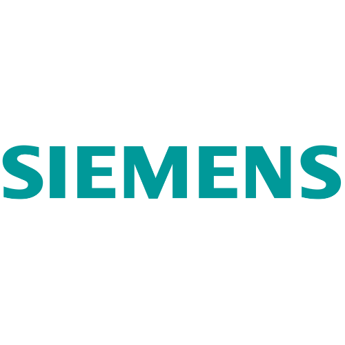 Le logo Siemens est bleu et blanc sur fond blanc.