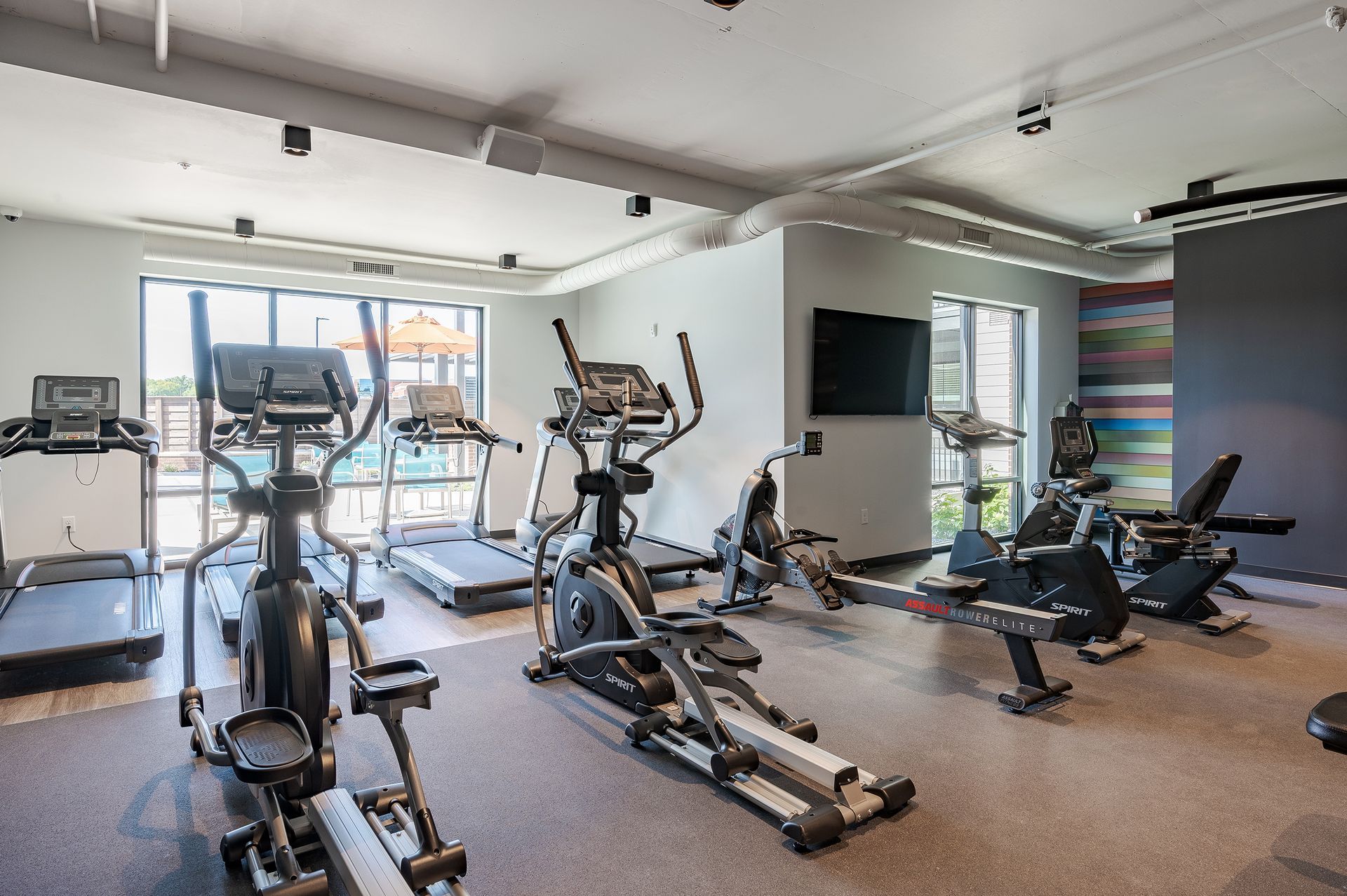 fitness center with equipment at Federal Hill in Noblesville, IN.