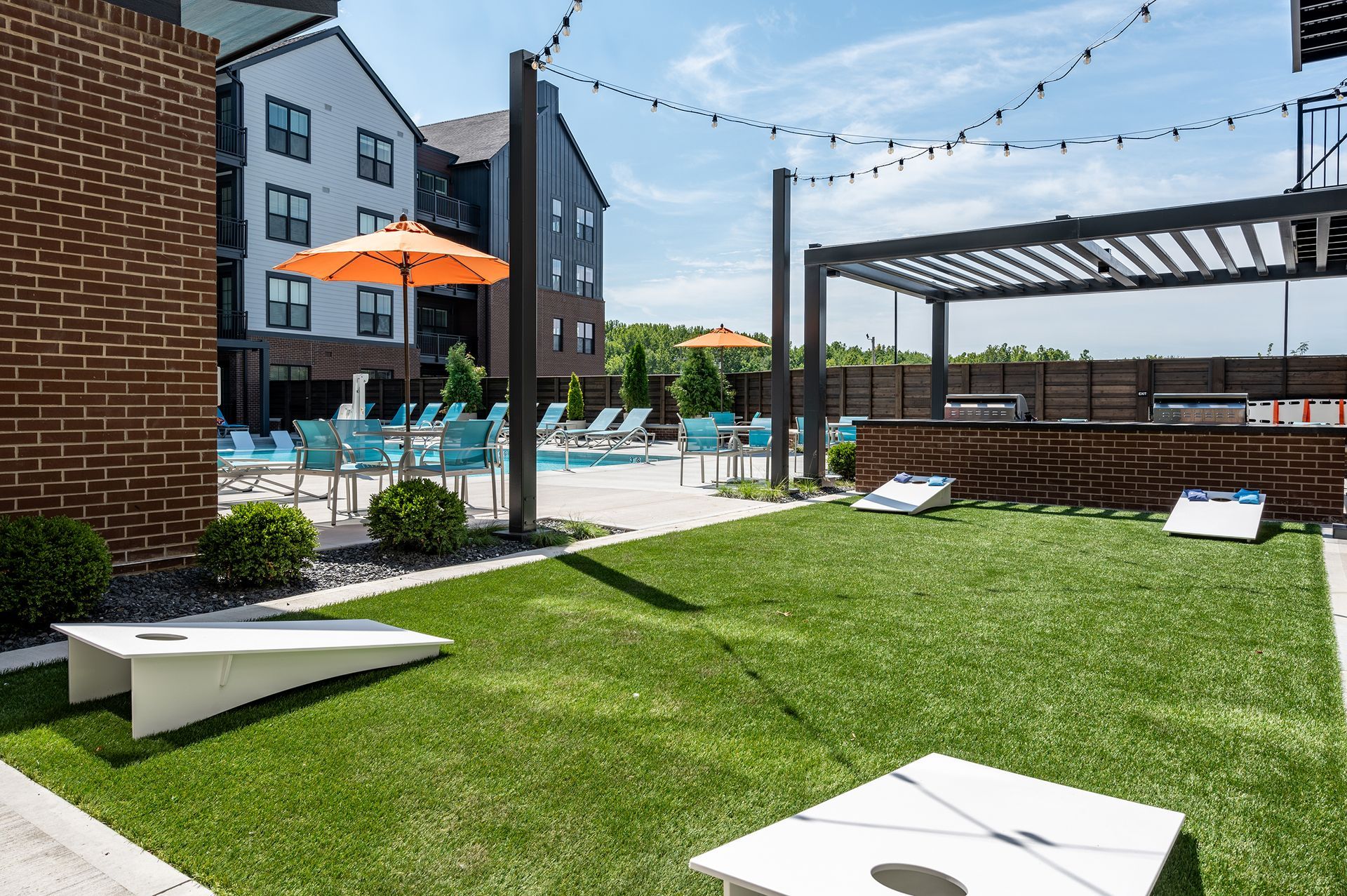 cornhole area at Federal Hill in Noblesville, IN.