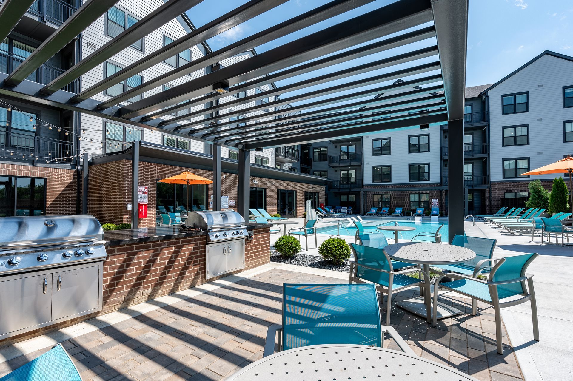 bbq and swimming pool area at Federal Hill in Noblesville, IN.