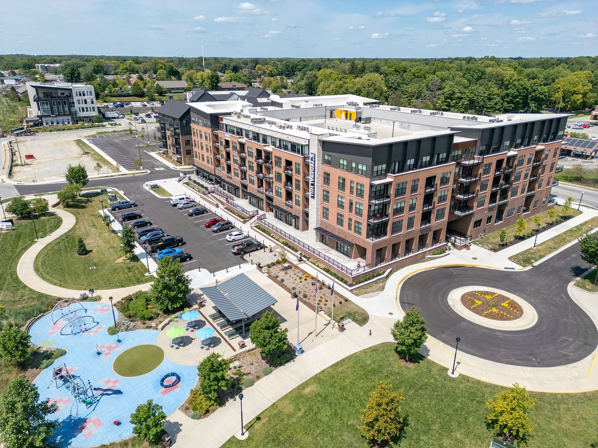 aerial view around Federal Hill in Noblesville, IN.