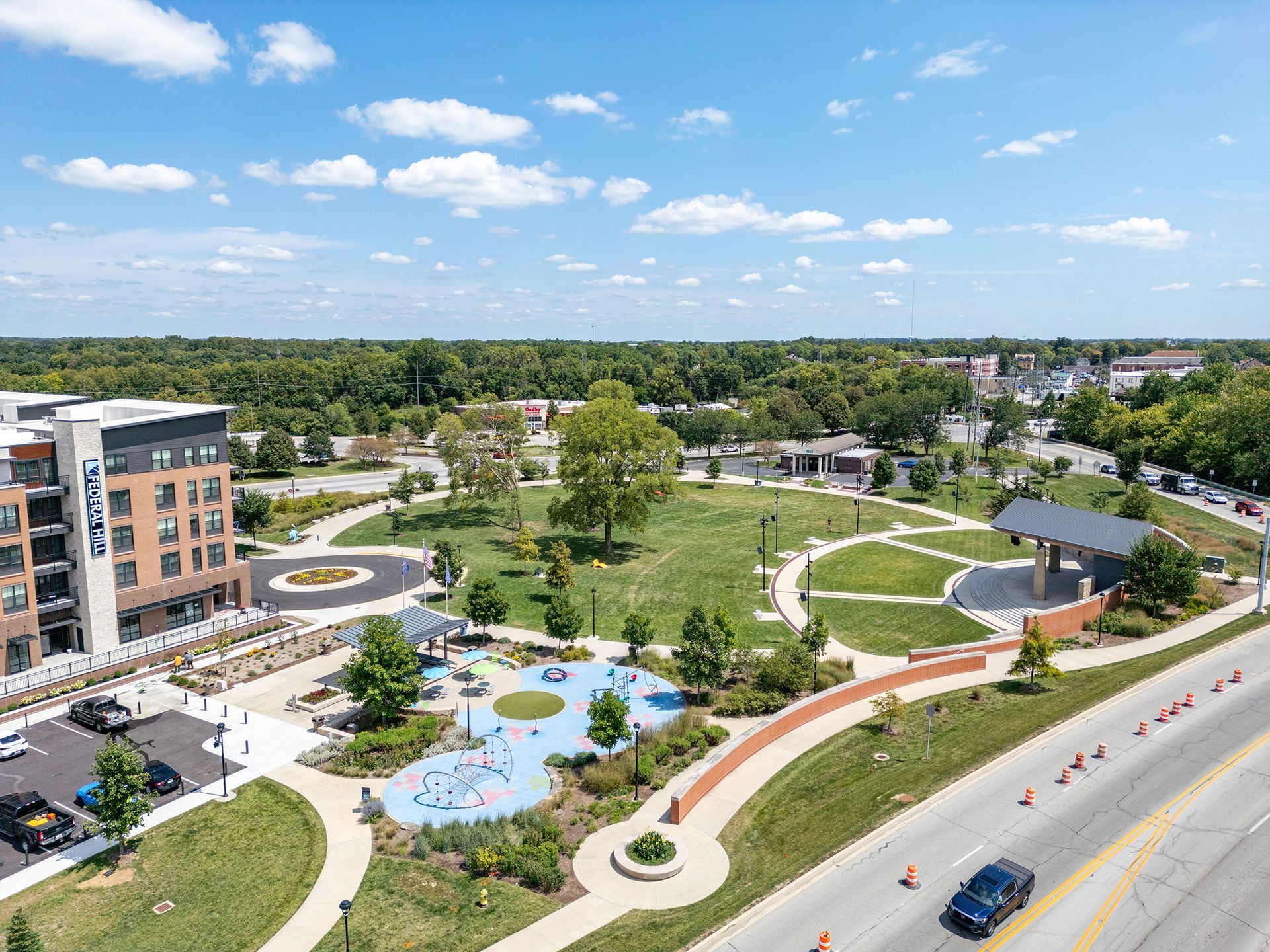 aerial view around Federal Hill in Noblesville, IN.