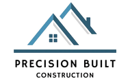 Precision Built Construction logo with blue roof icon and black text