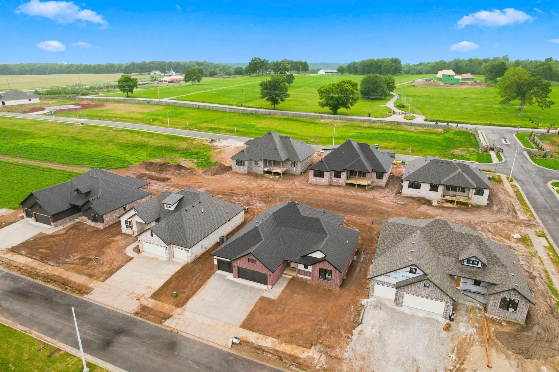 Aerial view of a new suburban housing development in Springfield, MO