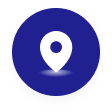 Blue map pin icon on a circular blue background