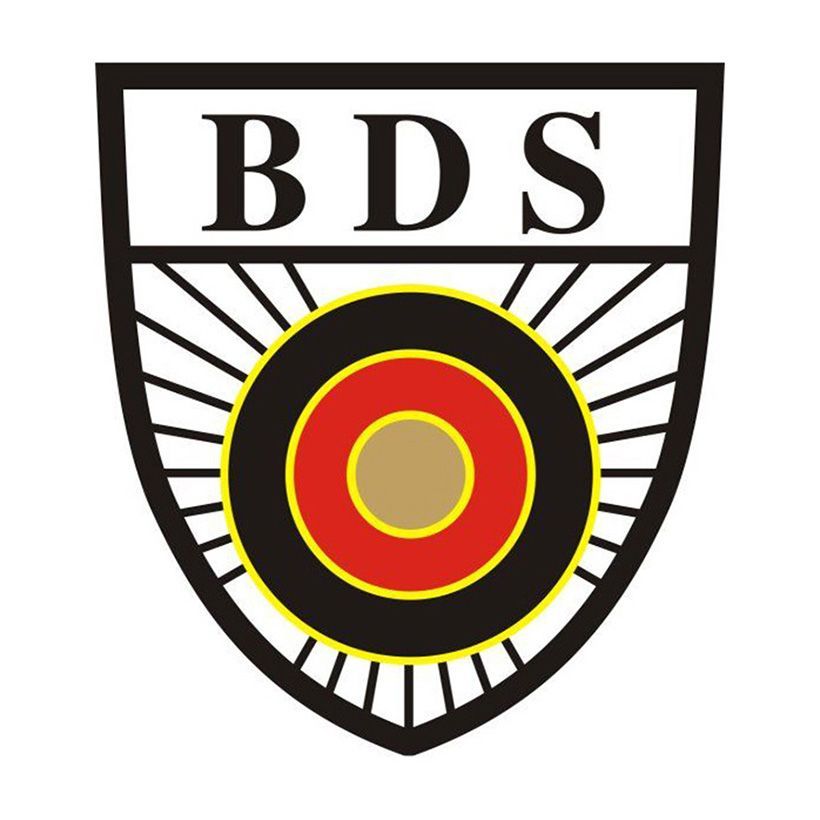Logo BDS: Ein Schild auf dem BDS steht darunter eine Zielscheibe
