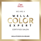 Wella Color Expert certified salon logo for Wella Studios UK & Ireland