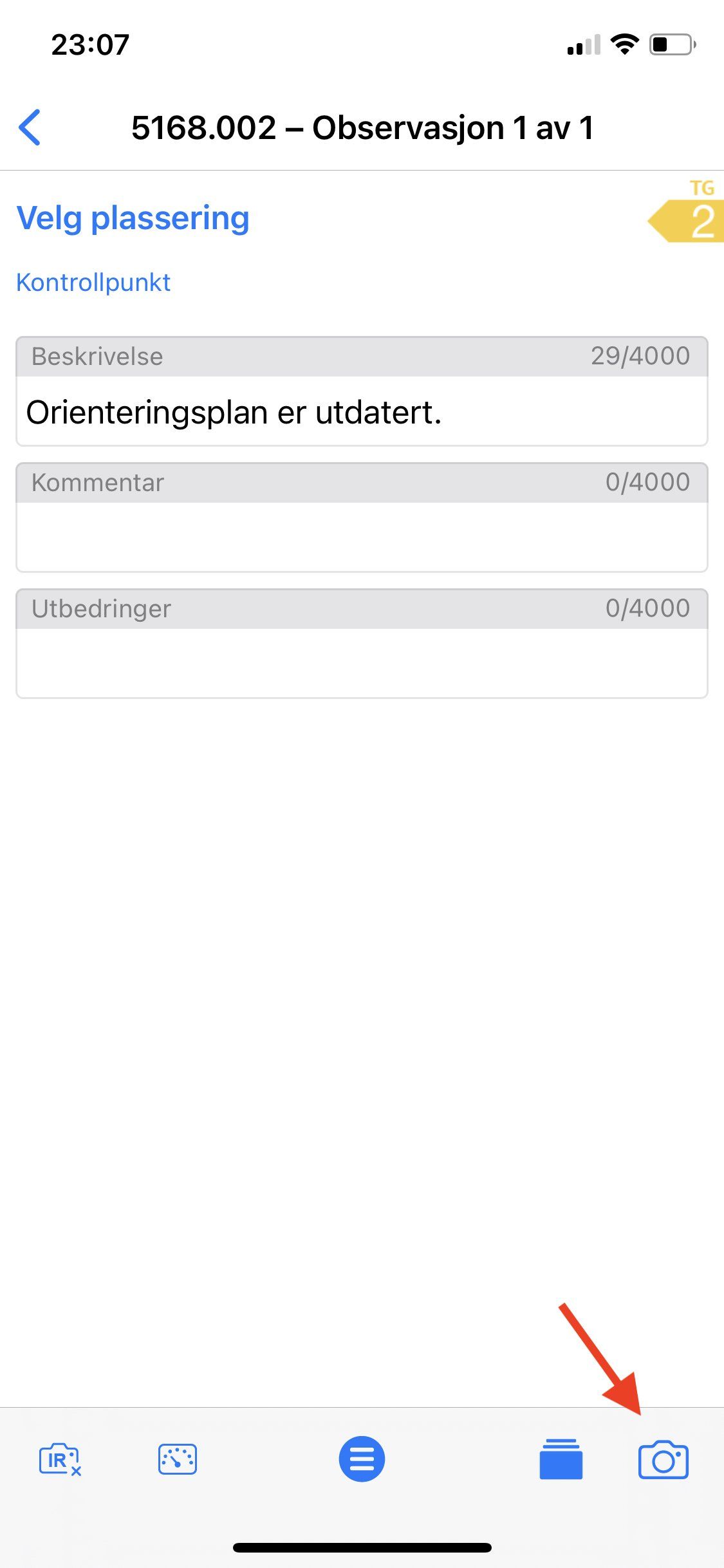 Velg bygning som sentralen er installert