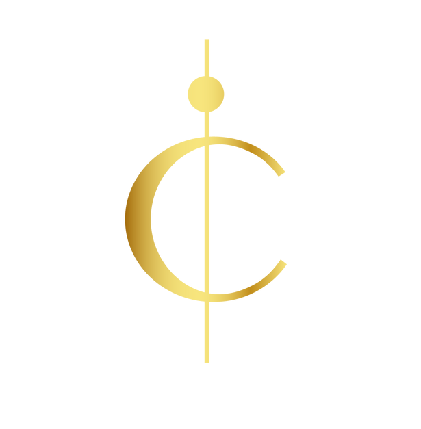 a gold symbol with a crescent moon and a stick on a white background .