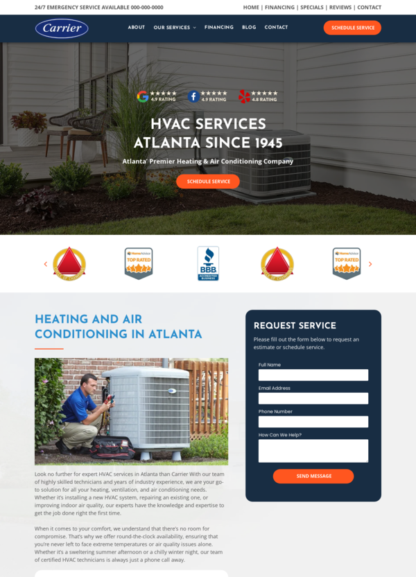 Carrier HVAC Website Design 24