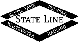 A black and white logo for state line septic tank cleaning wastewater hauling