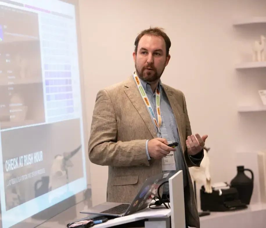 Gerry White SEO Consultant in front of a workshop
