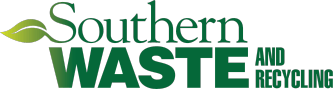 Southern Waste and Recycling logo in green text with leaf icon
