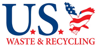 US Waste & Recycling logo with blue “US,” red stars, and stylized American flag eagle