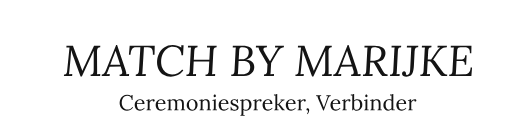 Logo van Match by Marijke met de tekst “Ceremoniespreker en verbinder”.