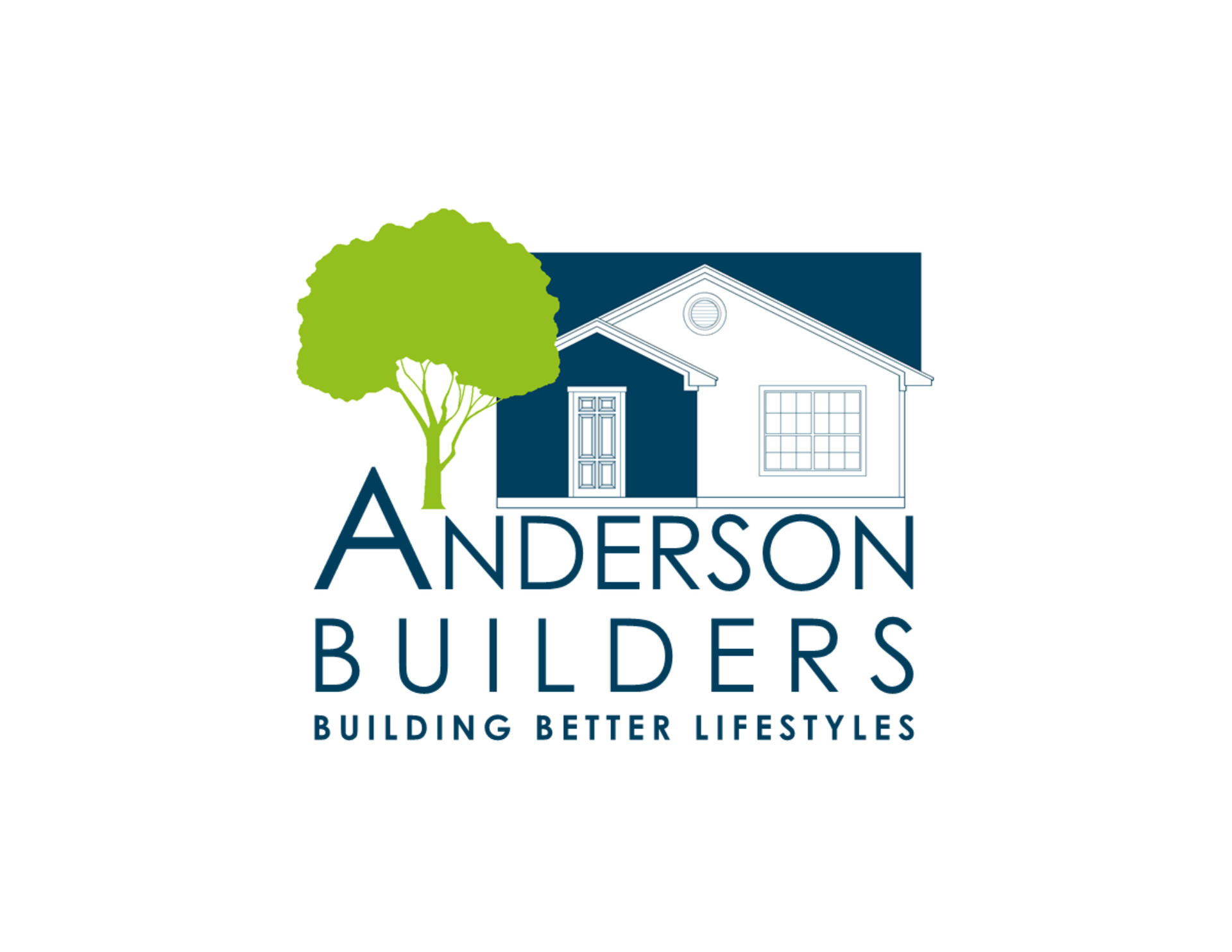 Anderson Builders logo with green tree and blue house, tagline “Building Better Lifestyles”