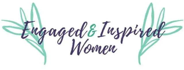 Logo reading “Engaged & Inspired Women” in teal and purple with leaf accents