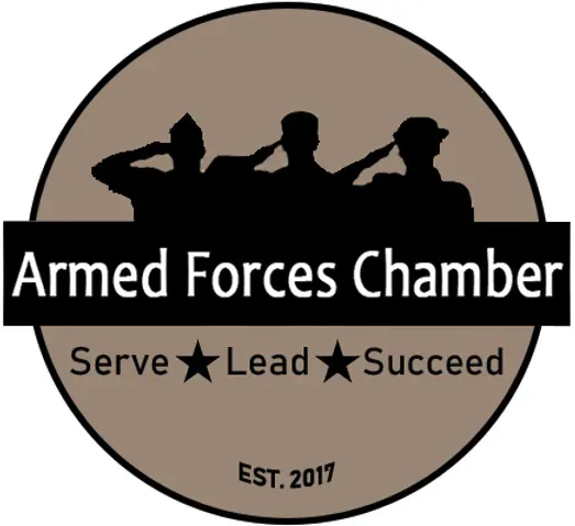 Armed Forces Chamber logo with soldier silhouettes and “Serve Lead Succeed,” established 2017