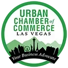 Urban Chamber of Commerce Las Vegas logo in green and white with city skyline and “Your Business Advocate” banner