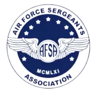 Air Force Sergeants Association logo in blue and white with winged emblem and AFSA initials