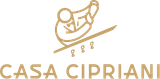 Casa Cipriani gold logo on blue background