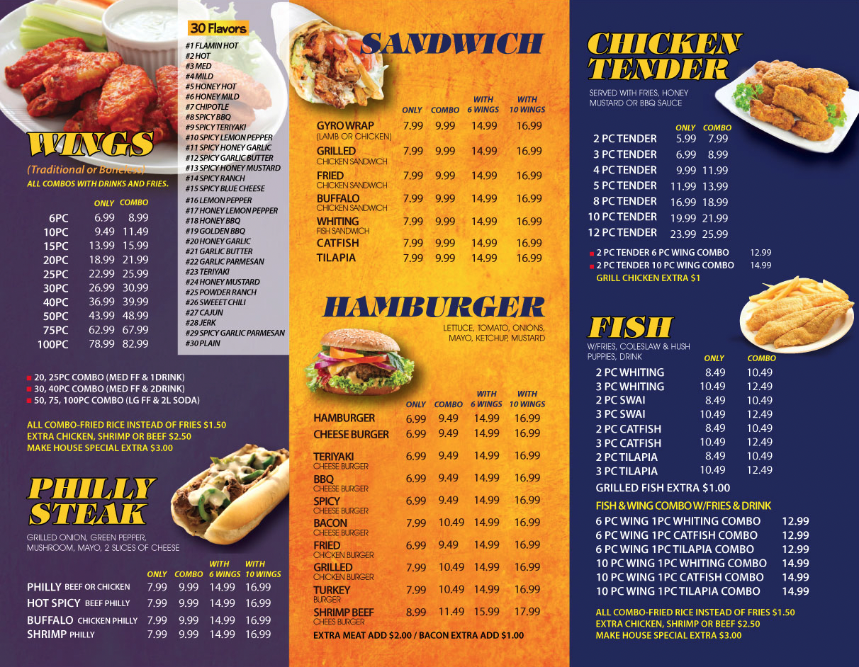 Champion Wings & Fish Menu
