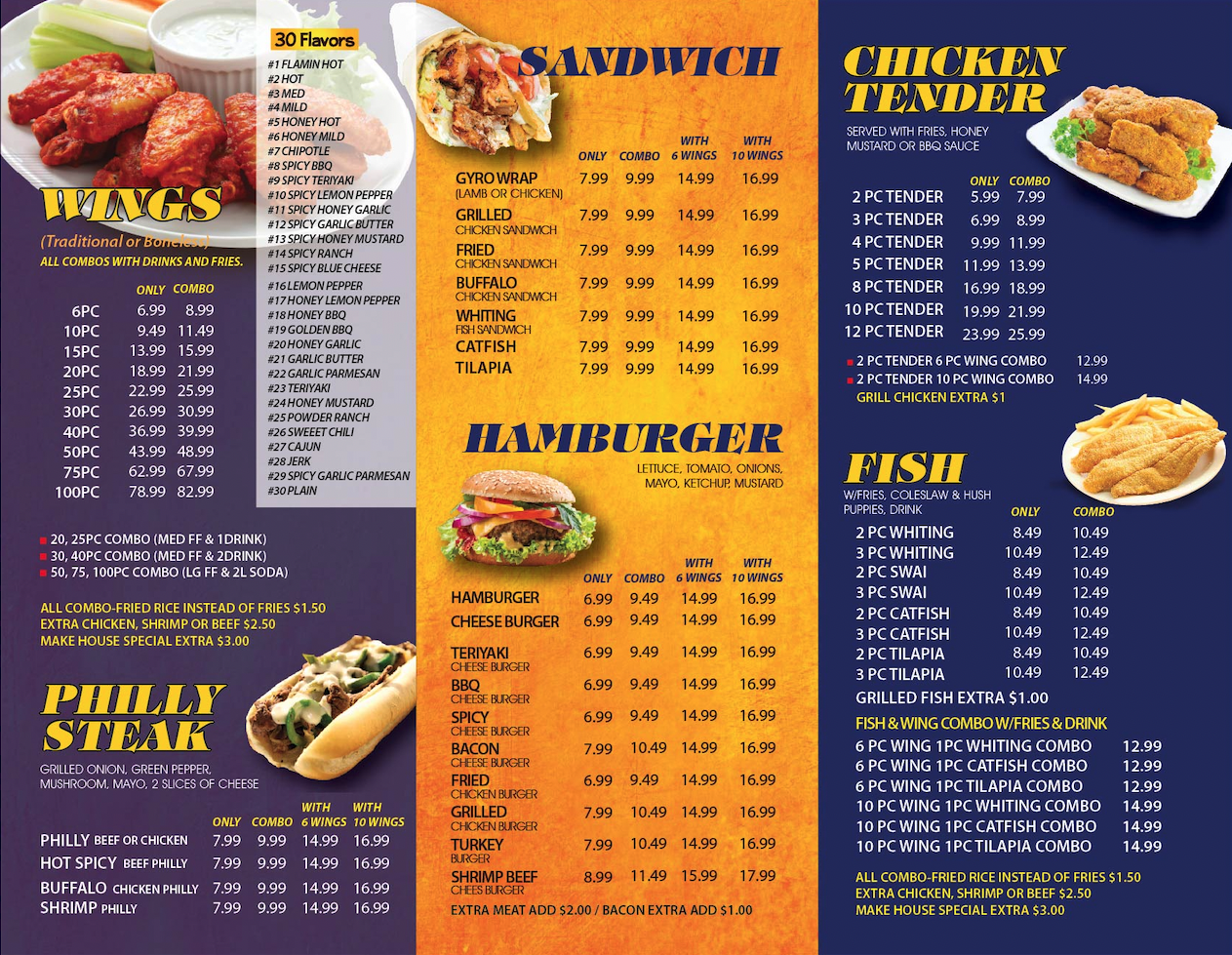 Champion Wings & Fish Menu