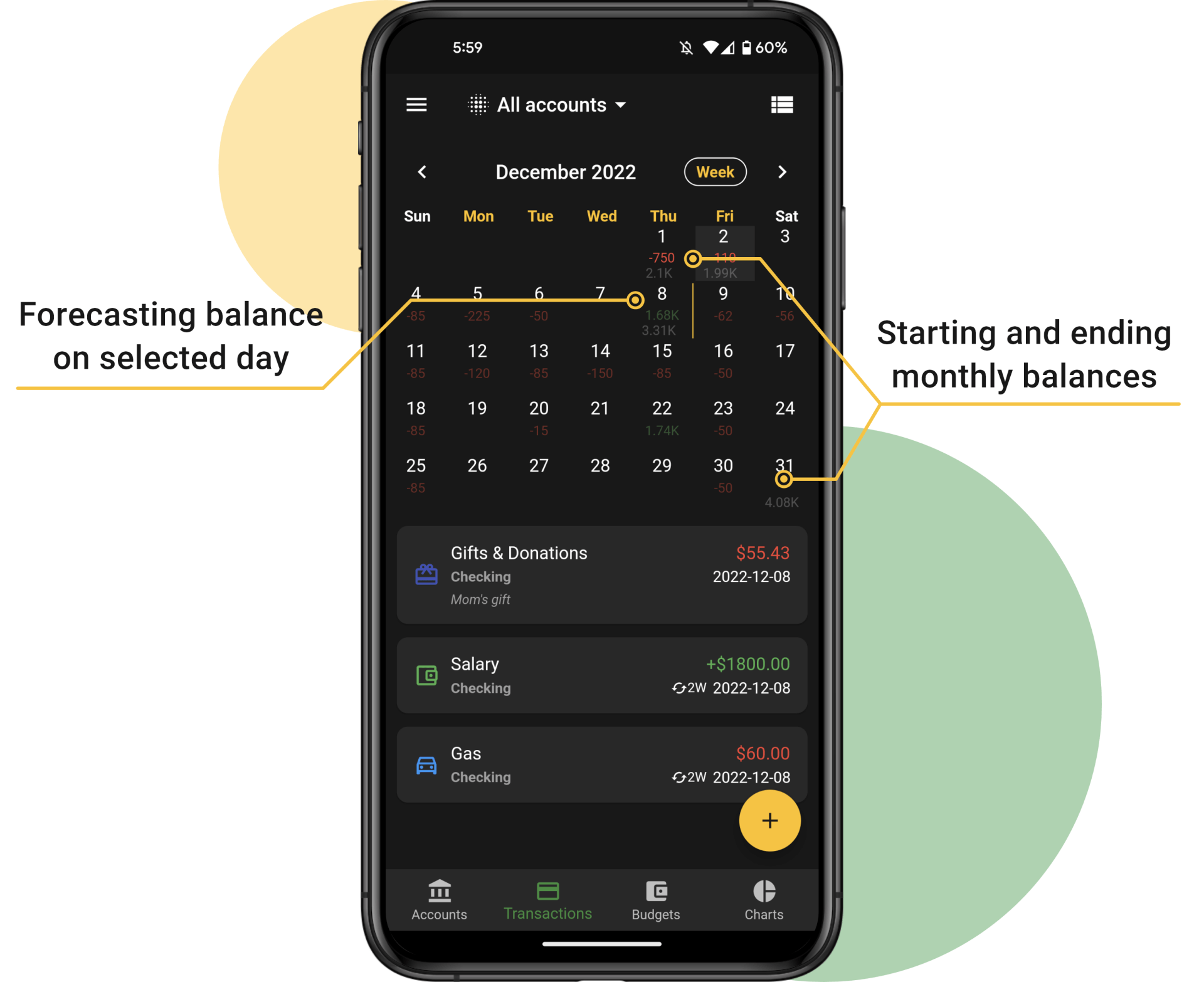 Miza Expense Tracking Screen