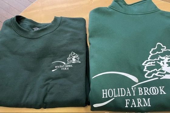 Two dark green long-sleeved shirts with white
