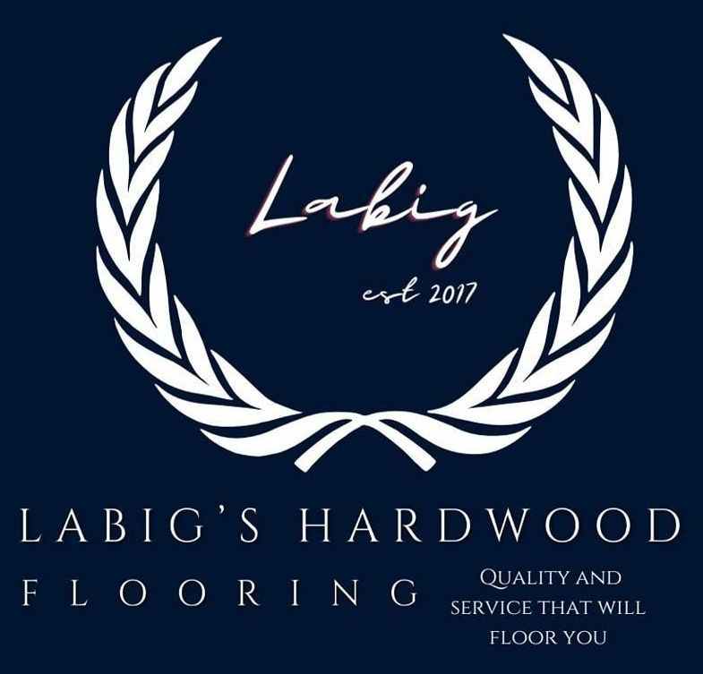 The logo for Labig 's Hardwood Flooring quality and service that will floor you