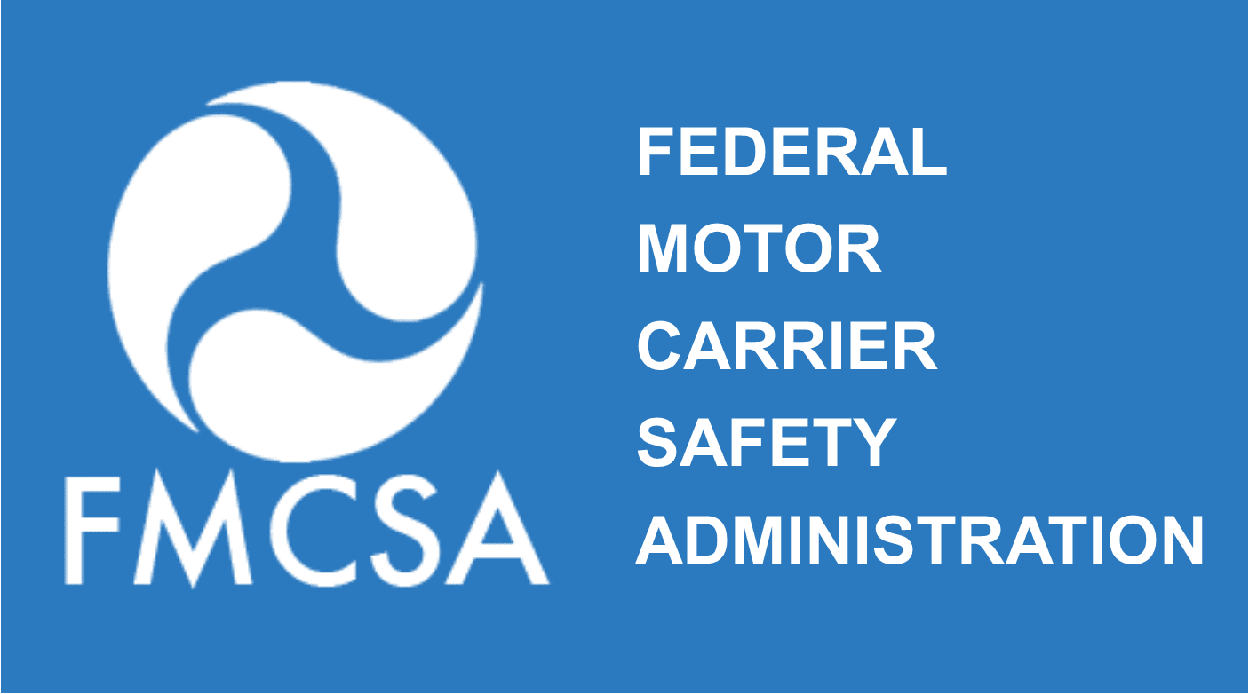 FMCSA logo with a white symbol on a blue background, and the words