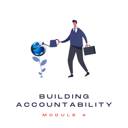 CLIMB Cultures Logo 4 - Building Accountability - Artistic image of professional man holding brief case and watering a plant